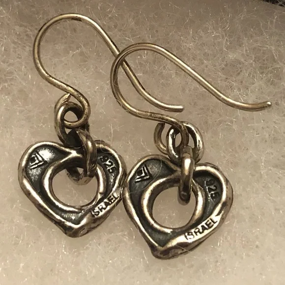 Silpada Artisan Oxidized Sterling Silver Cutout Heart Dangle Earrings W1912 - Picture 1 of 16